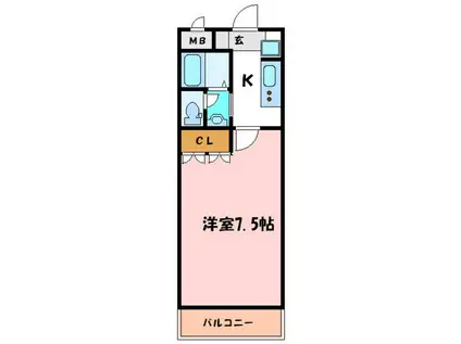 デフィーメゾン(1K/2階)の間取り写真