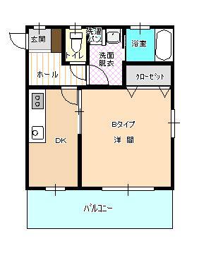 佐々木ビル(1DK/2階)の間取り写真
