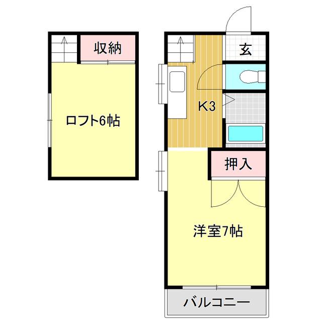 コーポすばる(1K/3階)の間取り写真