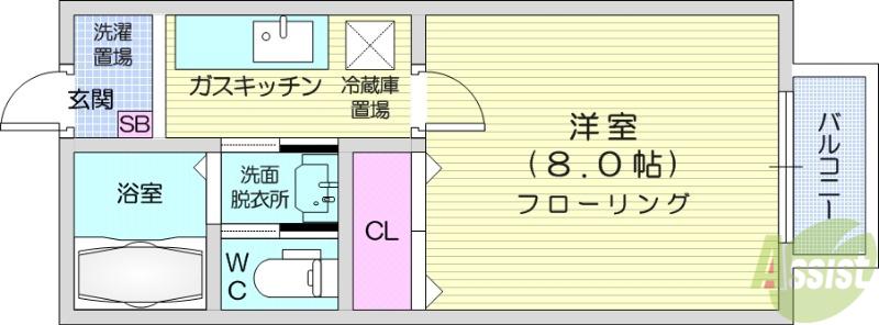 アルテック60(1K/2階)の間取り写真