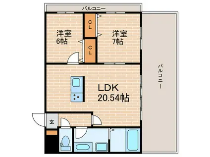 MESSAGE苦楽園三番町(2LDK/3階)の間取り写真