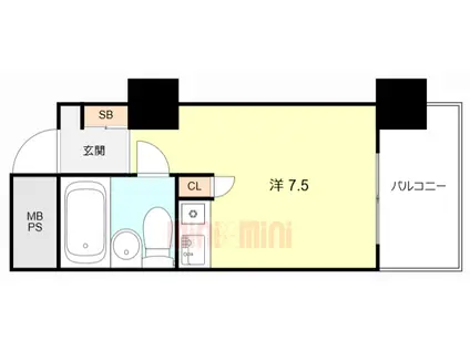 朝日プラザアペックスコート西難波(ワンルーム/2階)の間取り写真