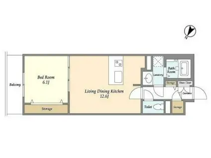 BLESS北新宿(1LDK/2階)の間取り写真