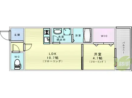 レジデンスコート豊中庄内(1LDK/2階)の間取り写真