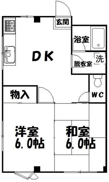 堀内コーポ(2DK/2階)の間取り写真