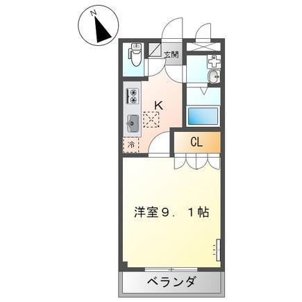 ソレイユ曙(1K/1階)の間取り写真