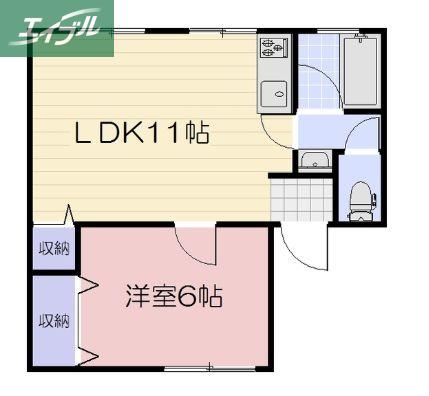 浦安西ビル(1LDK/3階)の間取り写真