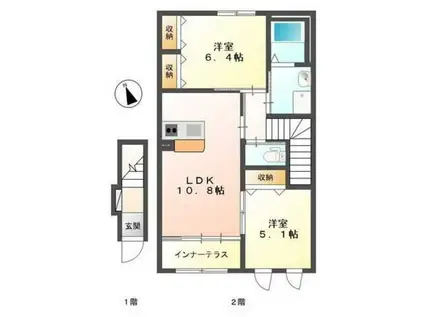 メゾン・ド・エトワール(2LDK/2階)の間取り写真