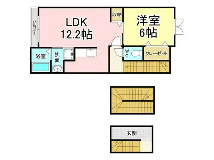 フレシール黒崎(1LDK/3階)の間取り写真