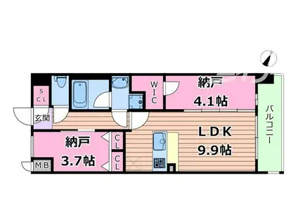 スプランディッド梅田グランノース(1SLDK/10階)の間取り写真