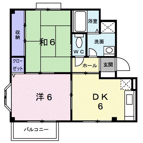 ラフィーネ立花B(2DK/2階)の間取り写真