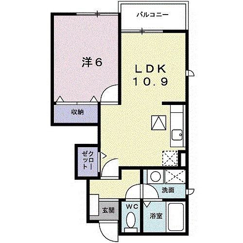 KARIBU(1LDK/1階)の間取り写真