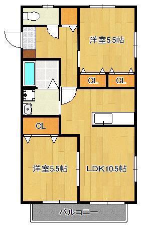 SPRINGHILLTOP(2LDK/1階)の間取り写真