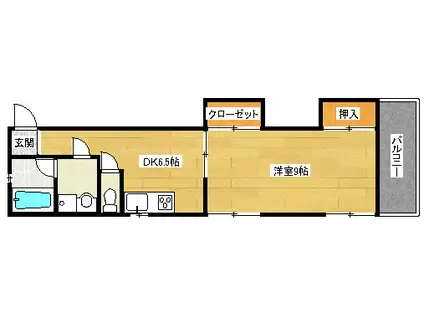 八木興産ビル(1DK/2階)の間取り写真