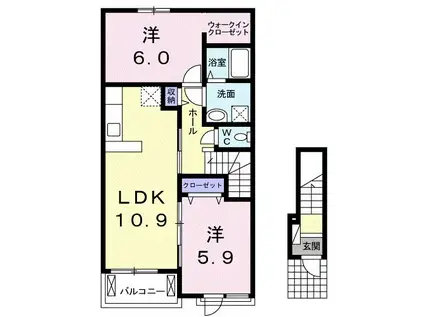 レジェンドXXI(2LDK/2階)の間取り写真