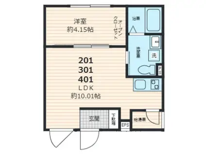 セレス巣鴨(1LDK/2階)の間取り写真
