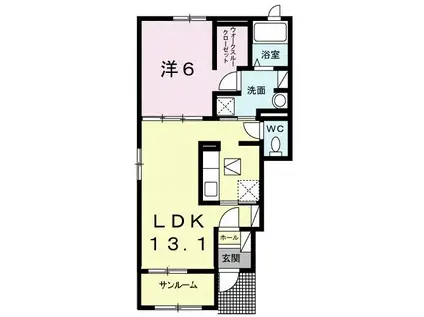 サニーコート大木戸A(1LDK/1階)の間取り写真