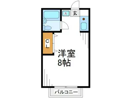 下恩田第二ハイツ(1K/2階)の間取り写真