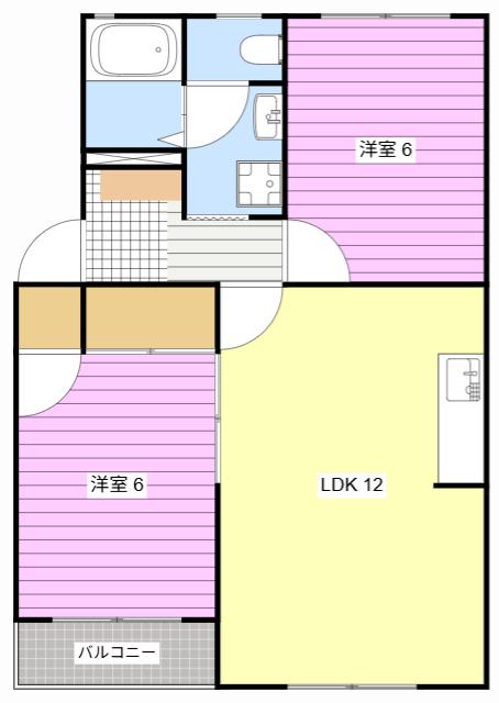 ベェスイズライフA(2LDK/1階)の間取り写真