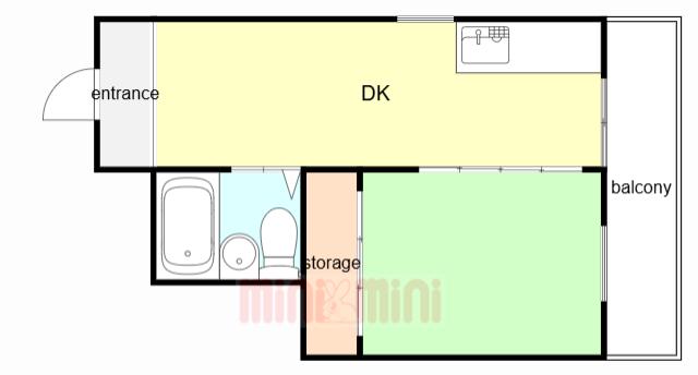 第1リバーフィールドマンション(1DK/4階)の間取り写真