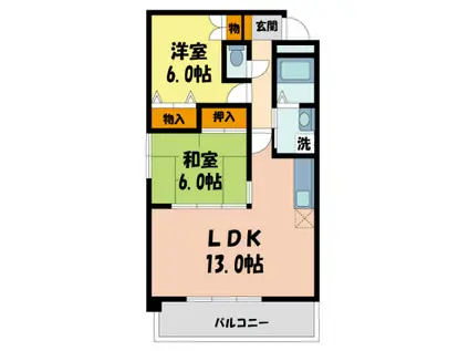 シェリール苦楽園I(2LDK/3階)の間取り写真