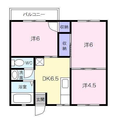 ジュネスよこわ(3DK/2階)の間取り写真