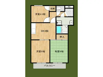 ロワール美章園(3DK/2階)の間取り写真