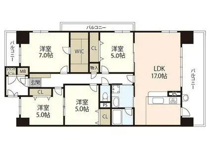 シティブリッジ西原(4LDK/10階)の間取り写真