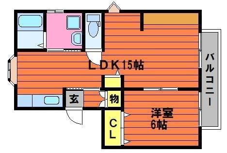 メゾン白神(1LDK/2階)の間取り写真