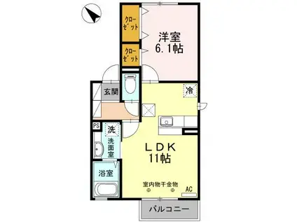 コモライズ新湊(1LDK/1階)の間取り写真