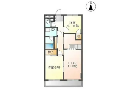 ベルエアー(2LDK/2階)の間取り写真