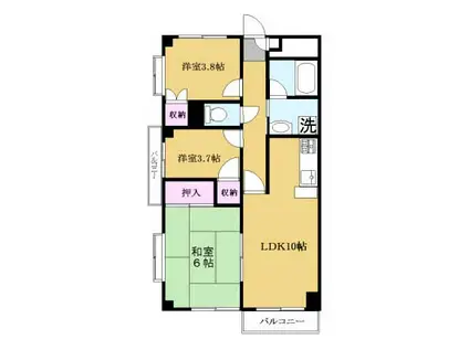 ルバービアニイザI(3LDK/3階)の間取り写真