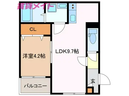 LECOCON四日市I(1LDK/2階)の間取り写真