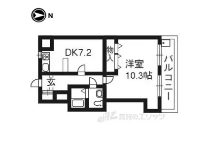 エスカル2六角(1DK/3階)の間取り写真