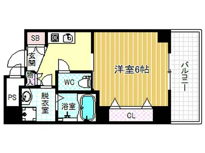 ウィンズコート西梅田(1K/4階)の間取り写真