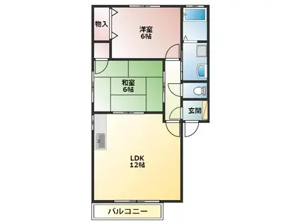 グリーンステージ東橋良 A(2LDK/1階)の間取り写真