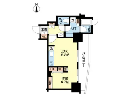 Fリミテッド北広島(1DK/13階)の間取り写真