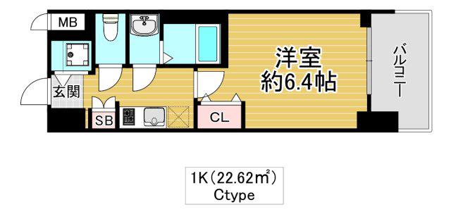 グランカーサ高井田(1K/10階)の間取り写真