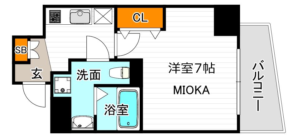 エグゼ阿倍野(1K/9階)の間取り写真