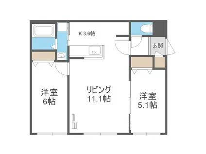 ASK・PALACEIII(2LDK/2階)の間取り写真