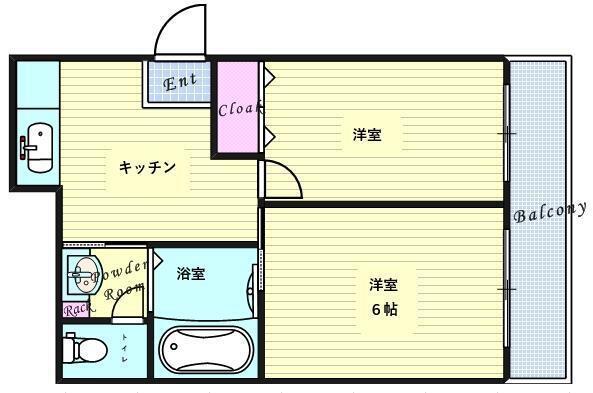 エスポワール福島(2DK/2階)の間取り写真