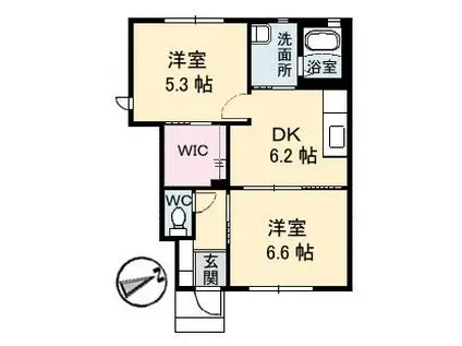 フェリーチェA(2DK/1階)の間取り写真