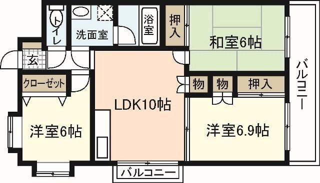 シャルマンヴィル新宮(3LDK/8階)の間取り写真