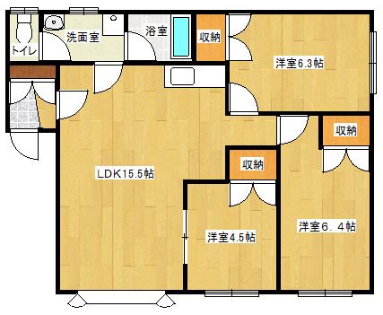 クルビデンス(3LDK/2階)の間取り写真