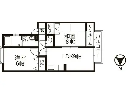 ソレーユ(2LDK/1階)の間取り写真