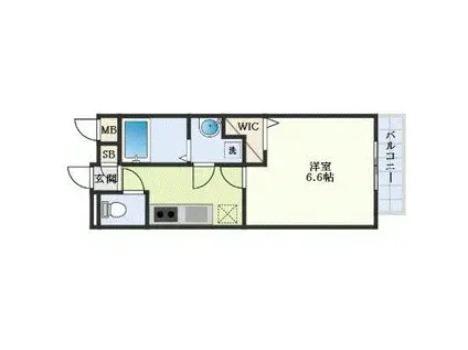 アムールHARMONYII(1K/1階)の間取り写真