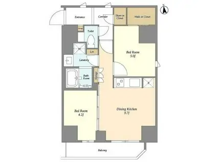 グランカーサ蒲田ウエスト(2DK/2階)の間取り写真