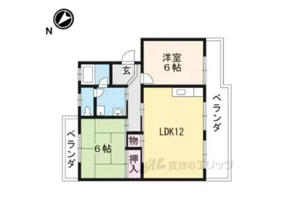 栗東ハイツB棟(2LDK/3階)の間取り写真