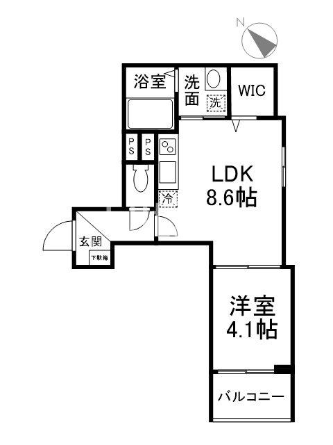 フラッツ六地蔵(1LDK/1階)の間取り写真