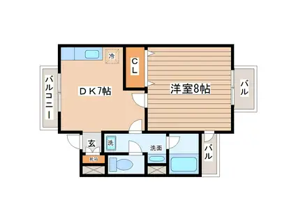 サンコートリバ-みずほ台(1DK/2階)の間取り写真